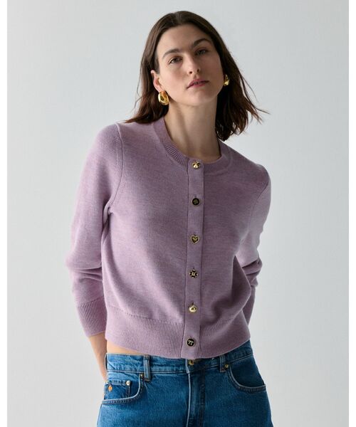 kate spade new york(ケイトスペード ニューヨーク)の「ノベルティ ボタン ネル カーディガン(カーディガン/ボレロ・レディース・パープル・MEDIUM/SMALL)」の2枚目の写真