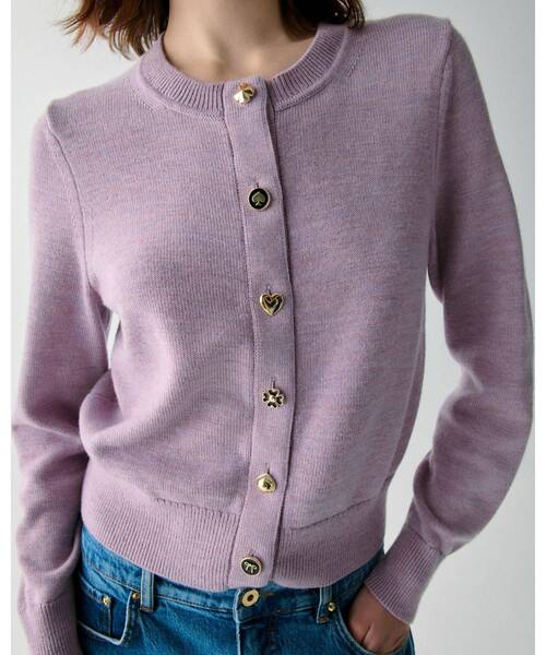 kate spade new york(ケイトスペード ニューヨーク)の「ノベルティ ボタン ネル カーディガン(カーディガン/ボレロ・レディース・パープル・MEDIUM/SMALL)」の4枚目の写真