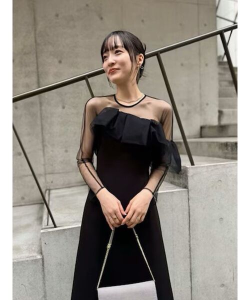 LADYアシンメトリーフリルドレス