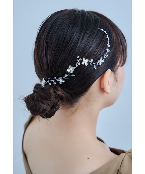 メタルフラワーヘッドドレス ヘアアクセサリー ヘアピン 結婚式 二次会