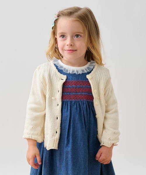 sense of wonder（センスオブワンダー）の「【オーガニック】タムボレロ【日本製】（カーディガン/ボレロ・キッズ・ホワイト系/ライトグレー・100-110cm/120-130cm/80-90cm）」の2枚目の写真