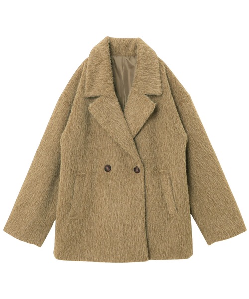 andme(アンドミー)の「シャギー起毛ビックカラージャケットコート(ミドル丈)(チェスターコート・レディース・キャメル/チャコールグレー/グレイッシュベージュ・M)」の7枚目の写真