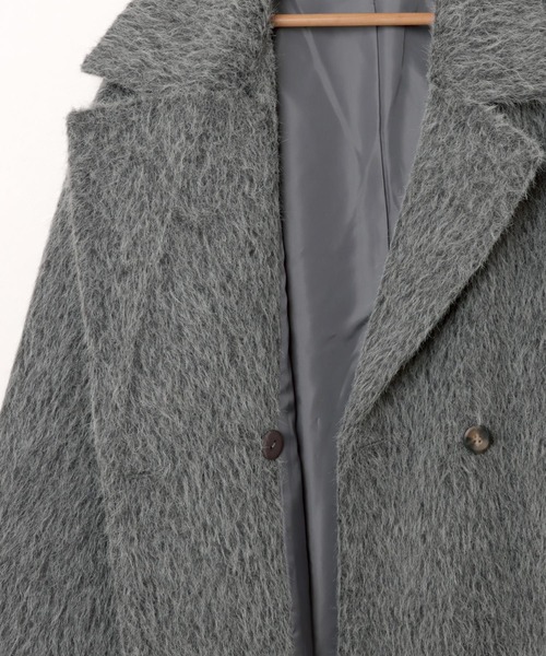 andme(アンドミー)の「シャギー起毛ビックカラージャケットコート(ミドル丈)(チェスターコート・レディース・キャメル/チャコールグレー/グレイッシュベージュ・M)」の17枚目の写真