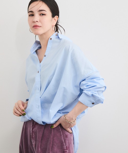 セール】製品染めカシュクールシャツ/2WAY（シャツ/ブラウス）｜LE