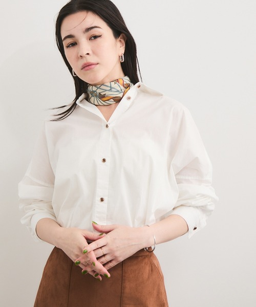【so.C.hu】 2way coller ワークシャツ　ベージュ　beige so.C.hu】 2way coller ワークシャツ ベージュ beige オープンカラー