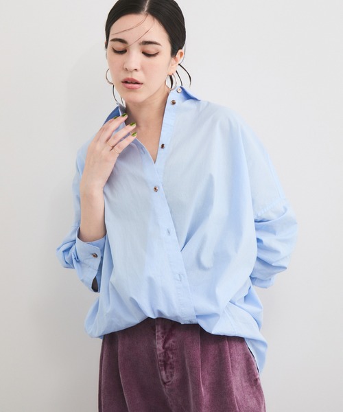 セール】製品染めカシュクールシャツ/2WAY（シャツ/ブラウス）｜LE