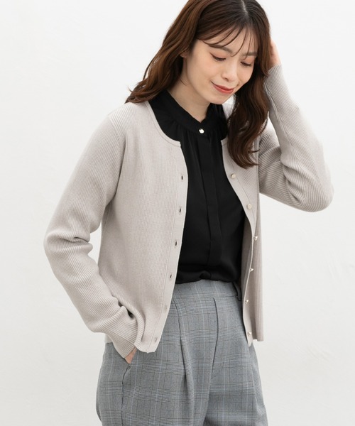 Honeys（ハニーズ）の「ラメ入キーネックカーデ（カーディガン/ボレロ・レディース・ブラック/アイボリー/レッド/ブルー/グレー・S/M/LL/L）」の9枚目の写真