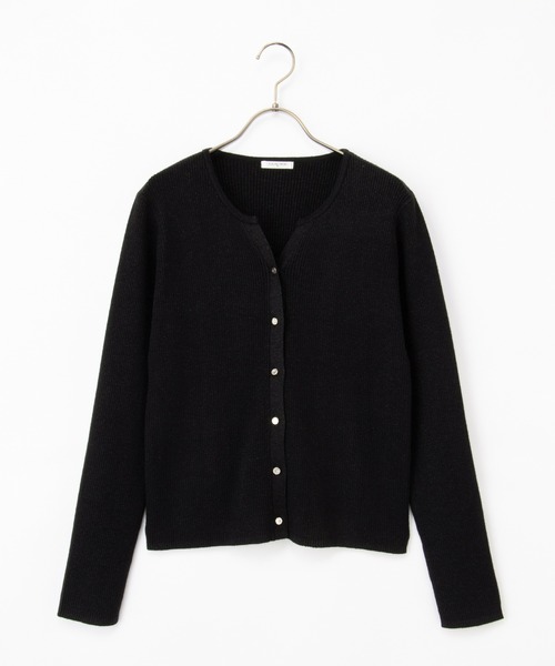 Honeys（ハニーズ）の「ラメ入キーネックカーデ（カーディガン/ボレロ・レディース・ブラック/アイボリー/レッド/ブルー/グレー・S/M/LL/L）」の6枚目の写真