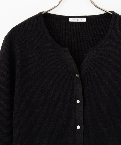 Honeys（ハニーズ）の「ラメ入キーネックカーデ（カーディガン/ボレロ・レディース・ブラック/アイボリー/レッド/ブルー/グレー・S/M/LL/L）」の10枚目の写真