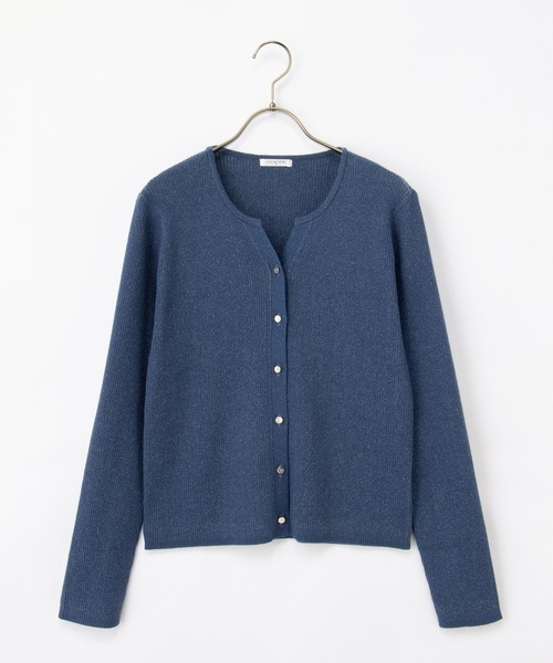 Honeys（ハニーズ）の「ラメ入キーネックカーデ（カーディガン/ボレロ・レディース・ブラック/アイボリー/レッド/ブルー/グレー・S/M/LL/L）」の8枚目の写真