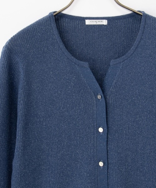 Honeys（ハニーズ）の「ラメ入キーネックカーデ（カーディガン/ボレロ・レディース・ブラック/アイボリー/レッド/ブルー/グレー・S/M/LL/L）」の12枚目の写真