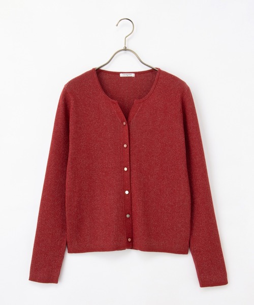 Honeys（ハニーズ）の「ラメ入キーネックカーデ（カーディガン/ボレロ・レディース・ブラック/アイボリー/レッド/ブルー/グレー・S/M/LL/L）」の20枚目の写真