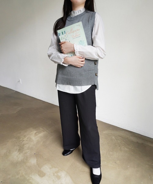 ReRe(リリ)の「サイドボタンレイヤードニットベスト(ベスト・レディース・ブラック/ブルー/グレー/ベージュ・SMALL/MEDIUM/LARGE/X-LARGE)」の11枚目の写真