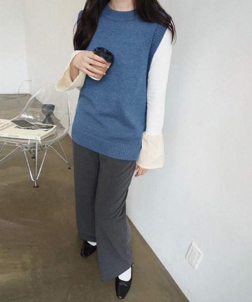 ReRe(リリ)の「サイドボタンレイヤードニットベスト(ベスト・レディース・ブラック/ブルー/グレー/ベージュ・SMALL/MEDIUM/LARGE/X-LARGE)」の13枚目の写真