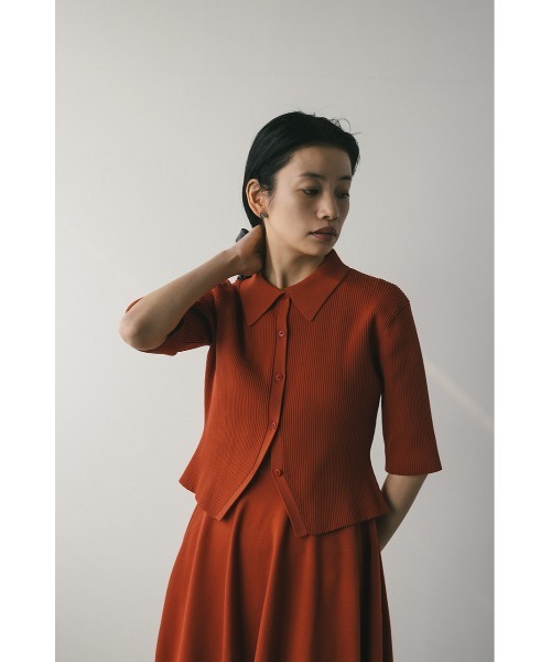 2ピースハーフスリーブポロニットワンピース（ワンピース