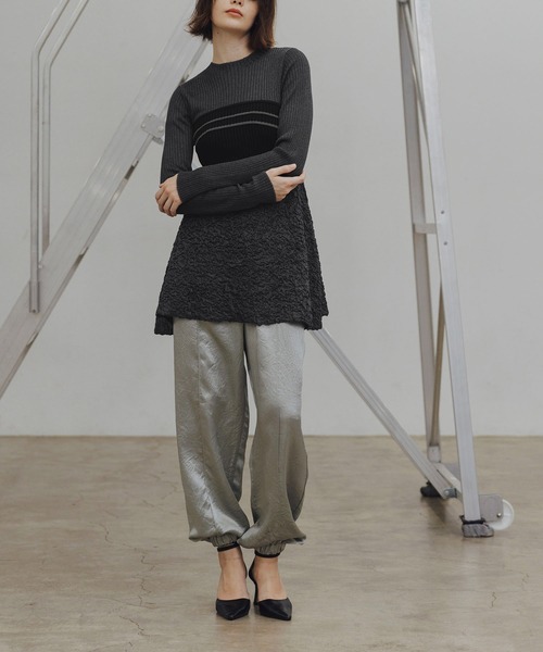 WILLFULLY（ウィルフリー）の「satin waist ribbon elastic shirring PT（その他パンツ・レディース・ミント/カーキブラウン/ブラック・FREE）」の4枚目の写真
