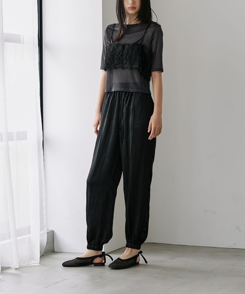 WILLFULLY（ウィルフリー）の「satin waist ribbon elastic shirring PT（その他パンツ・レディース・ミント/カーキブラウン/ブラック・FREE）」の8枚目の写真