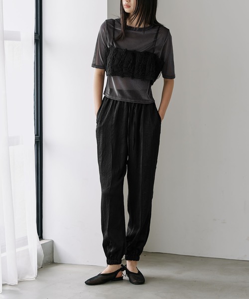 WILLFULLY（ウィルフリー）の「satin waist ribbon elastic shirring PT（その他パンツ・レディース・ミント/カーキブラウン/ブラック・FREE）」の9枚目の写真