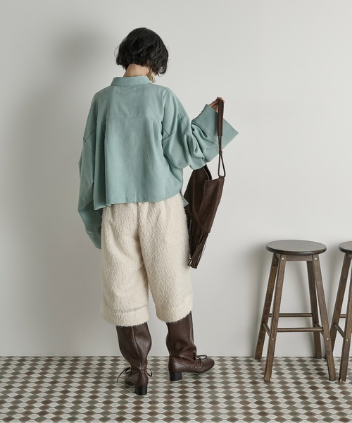 セール】ポケットデザインタックスリーブクロップドシャツ（シャツ