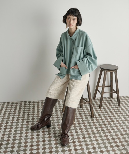 セール】ポケットデザインタックスリーブクロップドシャツ（シャツ