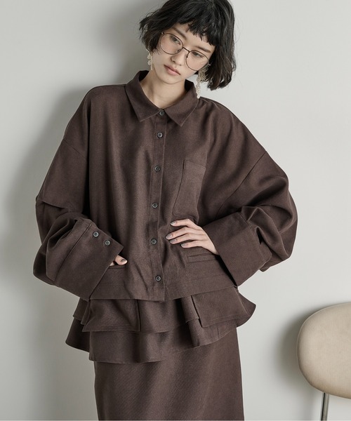 THE YOn（ザヨン）の「ポケットデザインタックスリーブクロップドシャツ（シャツ/ブラウス・レディース・キャメル/ミント/アッシュブラウン/アイボリー・FREE）」の14枚目の写真