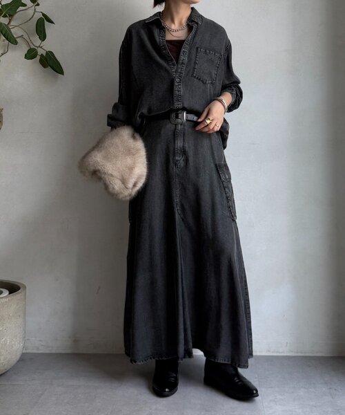 DouDou（ドゥドゥ）の「リヨセルデニムカーゴスカート（スカート・レディース・ブラック/ブルー・TM/FREE）」の10枚目の写真