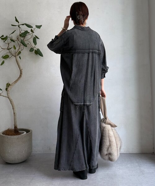 DouDou（ドゥドゥ）の「リヨセルデニムカーゴスカート（スカート・レディース・ブラック/ブルー・TM/FREE）」の6枚目の写真