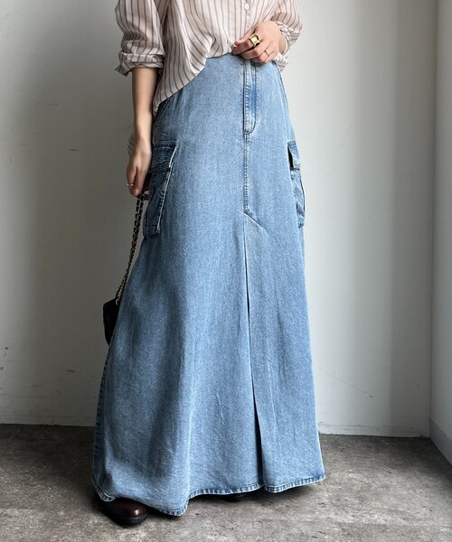 DouDou（ドゥドゥ）の「リヨセルデニムカーゴスカート（スカート・レディース・ブラック/ブルー・TM/FREE）」の22枚目の写真