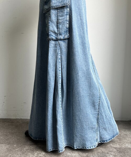 DouDou（ドゥドゥ）の「リヨセルデニムカーゴスカート（スカート・レディース・ブラック/ブルー・TM/FREE）」の14枚目の写真