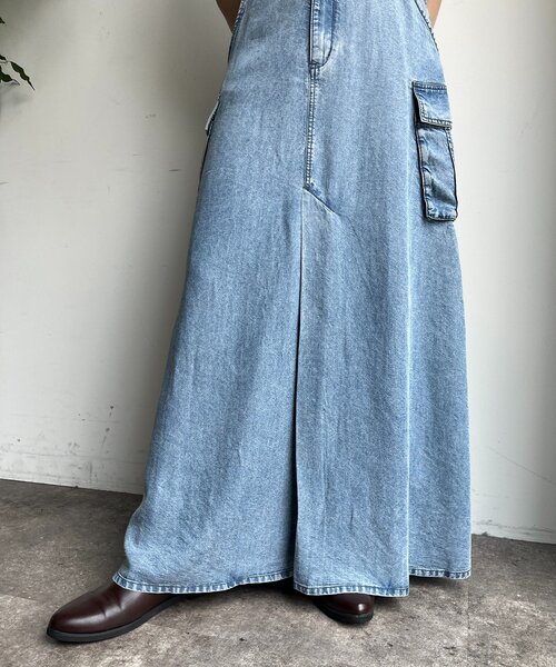 DouDou（ドゥドゥ）の「リヨセルデニムカーゴスカート（スカート・レディース・ブラック/ブルー・TM/FREE）」の13枚目の写真
