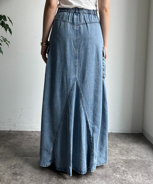 DouDou（ドゥドゥ）の「リヨセルデニムカーゴスカート（スカート・レディース・ブラック/ブルー・TM/FREE）」の12枚目の写真