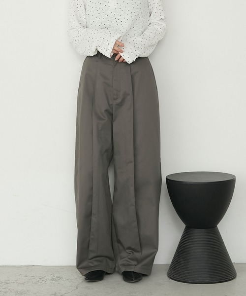 90s スリータック フェード ブラック ワイド チノパンツ コットン タックワイドチノパンツ | ファッション通販サイト NUGU