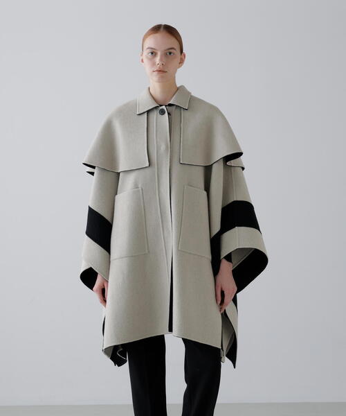 セール】◇Ca混2TONEリバーケープコート（ステンカラーコート