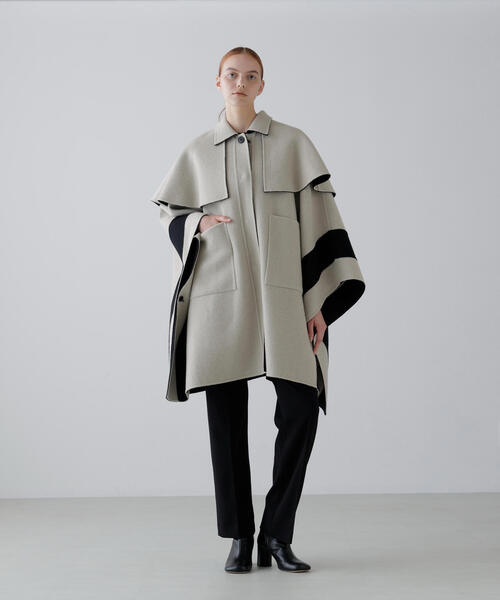 セール】◇Ca混2TONEリバーケープコート（ステンカラーコート