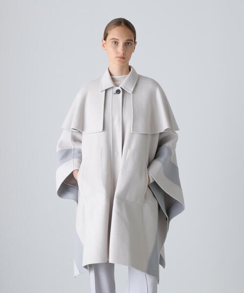 セール】◇Ca混2TONEリバーケープコート（ステンカラーコート