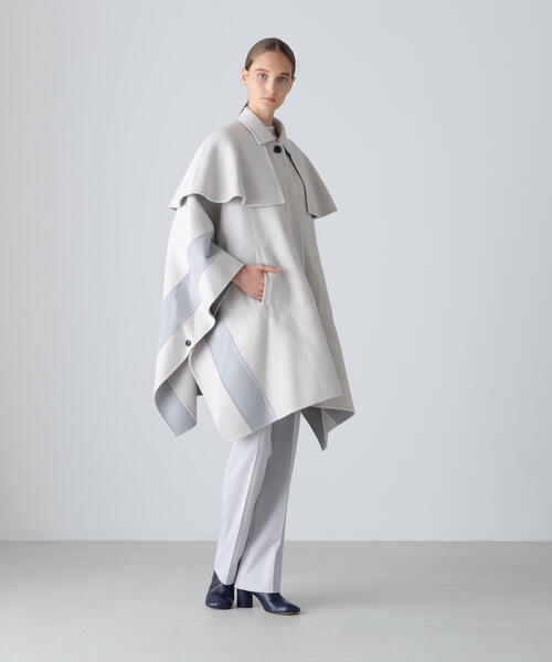 セール】◇Ca混2TONEリバーケープコート（ステンカラーコート