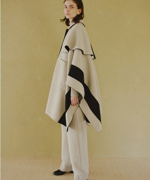 セール】◇Ca混2TONEリバーケープコート（ステンカラーコート