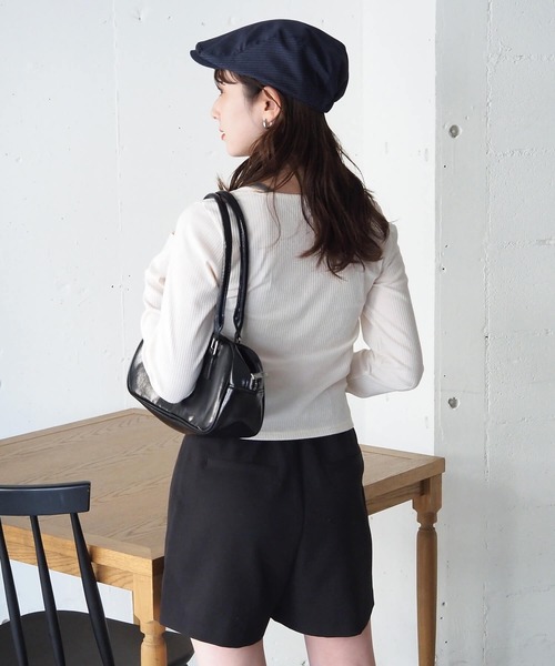 tiptop(ティップトップ)の「レースアップレイヤード長袖プルオーバー(Tシャツ/カットソー・レディース・エンジ/アイボリー/ブラック/ピンク/チャコールグレー・FREE)」の8枚目の写真