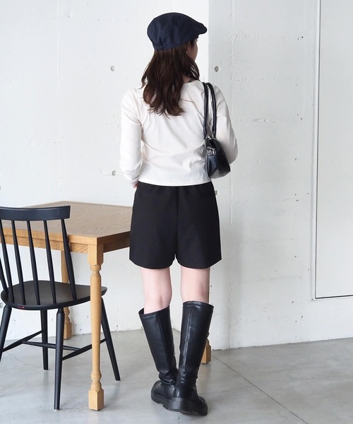 tiptop(ティップトップ)の「レースアップレイヤード長袖プルオーバー(Tシャツ/カットソー・レディース・エンジ/アイボリー/ブラック/ピンク/チャコールグレー・FREE)」の9枚目の写真