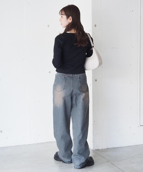 tiptop(ティップトップ)の「レースアップレイヤード長袖プルオーバー(Tシャツ/カットソー・レディース・エンジ/アイボリー/ブラック/ピンク/チャコールグレー・FREE)」の19枚目の写真