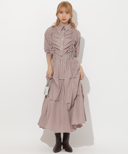 AND COUTURE(アンドクチュール)の「ストライプビジューティアードスカート(スカート・レディース・ブラウン系その他/ブルー系その他・FREE)」の2枚目の写真