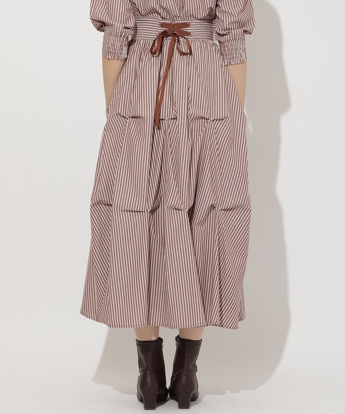 AND COUTURE(アンドクチュール)の「ストライプビジューティアードスカート(スカート・レディース・ブラウン系その他/ブルー系その他・FREE)」の15枚目の写真