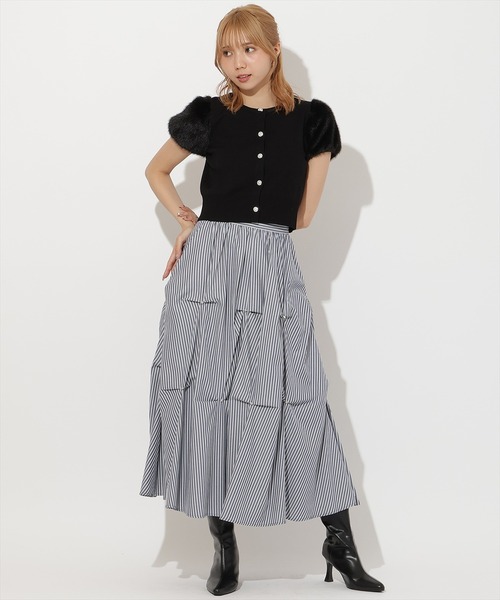 AND COUTURE(アンドクチュール)の「ストライプビジューティアードスカート(スカート・レディース・ブラウン系その他/ブルー系その他・FREE)」の10枚目の写真