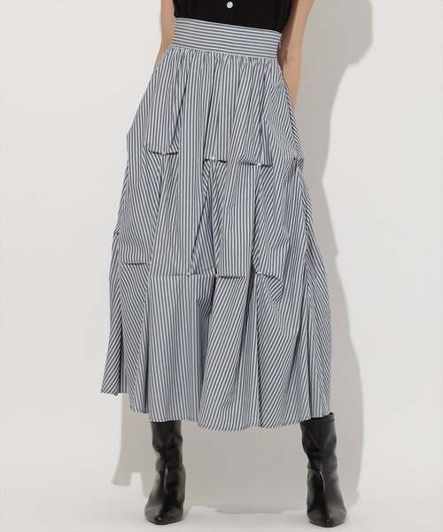 AND COUTURE(アンドクチュール)の「ストライプビジューティアードスカート(スカート・レディース・ブラウン系その他/ブルー系その他・FREE)」の11枚目の写真