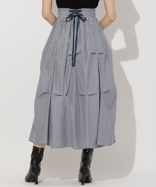 AND COUTURE(アンドクチュール)の「ストライプビジューティアードスカート(スカート・レディース・ブラウン系その他/ブルー系その他・FREE)」の3枚目の写真