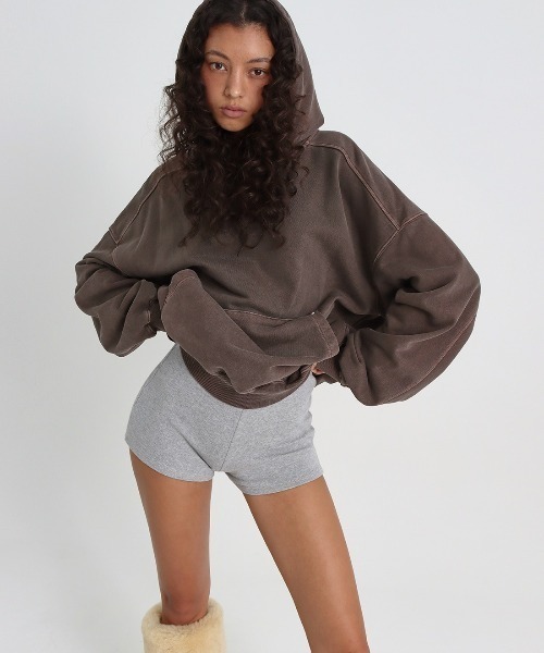 BLACKUP（ブラックアップ）の「[B-BASIC] ピグメントヘビースウェットオーバーフィットフーディ（パーカー・レディース・ブラウン/チャコール/ワイン・FREE）」の3枚目の写真