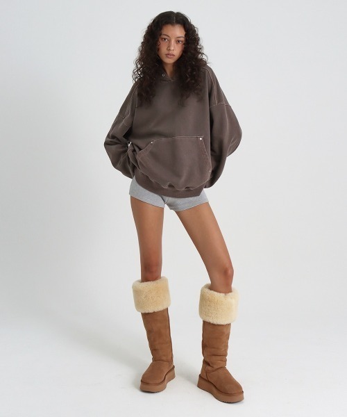 BLACKUP（ブラックアップ）の「[B-BASIC] ピグメントヘビースウェットオーバーフィットフーディ（パーカー・レディース・ブラウン/チャコール/ワイン・FREE）」の21枚目の写真