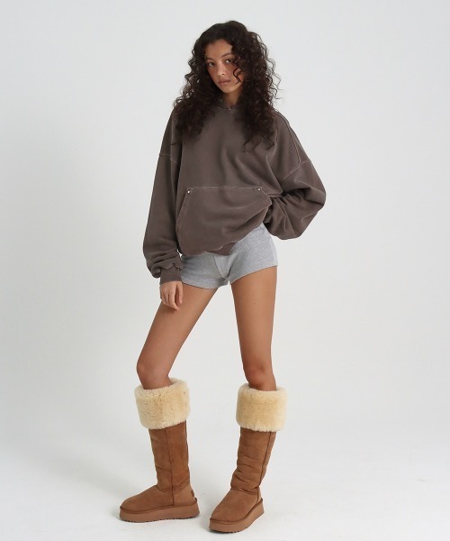 BLACKUP（ブラックアップ）の「[B-BASIC] ピグメントヘビースウェットオーバーフィットフーディ（パーカー・レディース・ブラウン/チャコール/ワイン・FREE）」の22枚目の写真