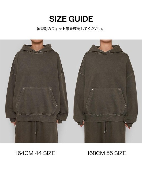 BLACKUP（ブラックアップ）の「[B-BASIC] ピグメントヘビースウェットオーバーフィットフーディ（パーカー・レディース・ブラウン/チャコール/ワイン・FREE）」の6枚目の写真