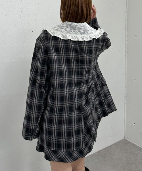 archives(アルシーヴ)の「【SETUP対応】3wayレースカラーチェックテーラードジャケット(テーラードジャケット・レディース・ブラウン/チャコールグレー・MEDIUM)」の3枚目の写真